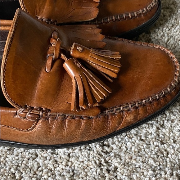 Bragano Brown Leather Tassel Loafers. Size 9.5. Made in Italy. main image 4
